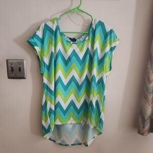 🎉 Aqua & Green Dressy Tee